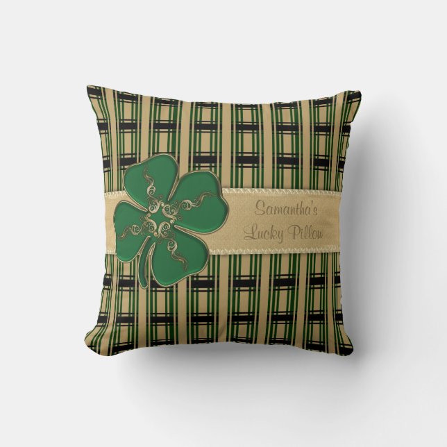 Lucky Irish Shamrock Personalized Pillow Kussen (Voorkant)