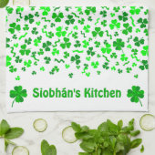 Lucky Irish Shamrocks Clover Personalized Theedoek (Gevouwen)