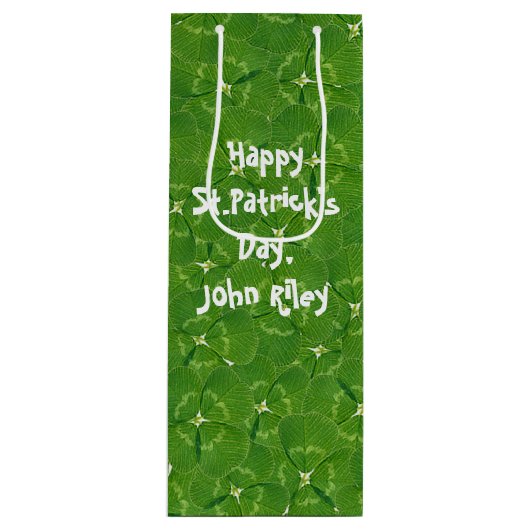 Lucky Irish Shamrocks Wijn Cadeautas (Voorkant)