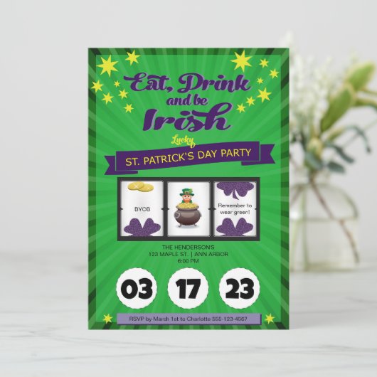 Lucky Irish St. Patrick's Day Party Kaart (Staand voorkant)