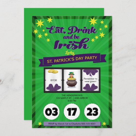 Lucky Irish St. Patrick's Day Party Kaart (Voorkant / Achterkant)