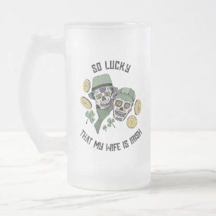 Lucky Irish Sugar Skulls St Patrick's Day Matglas Bierpul