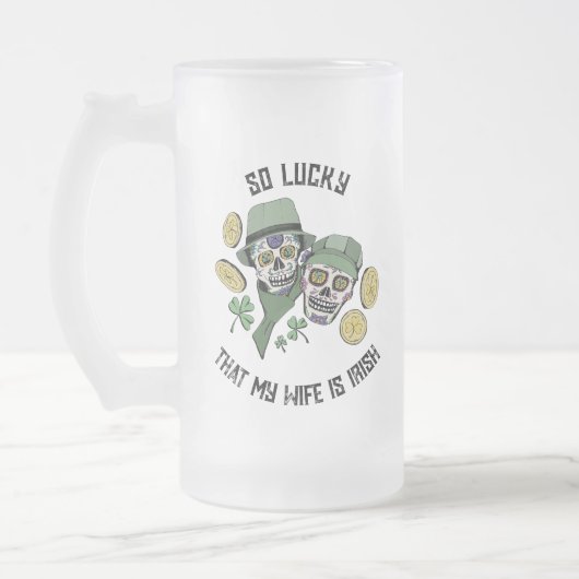 Lucky Irish Sugar Skulls St Patrick's Day Matglas Bierpul (Links)