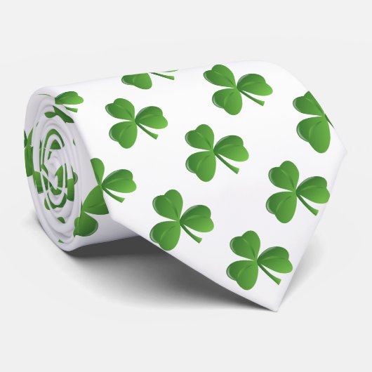 Lucky Irish Three Leaf Shamrock Clover Stropdas (Opgerold)