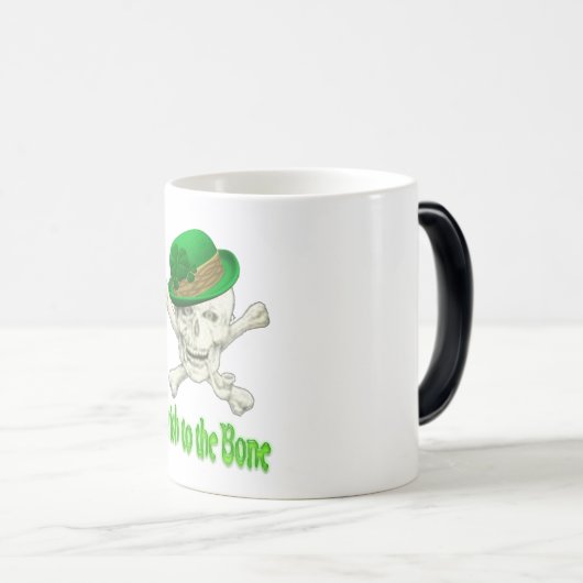 Lucky Irish to Bone Skull and Botten Funny Magische Mok (Voorkant rechts)