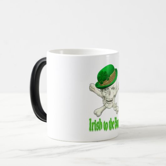 Lucky Irish to Bone Skull and Botten Funny Magische Mok (Voorkant links)
