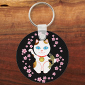 Lucky Japans Beckoning Maneki Neko Cat Sleutelhanger (Voorkant)