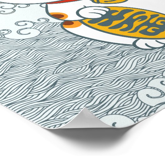 Lucky Japans Calico Cat | Maneki Neko Left Paw Poster (Hoek)