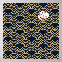 Lucky Japans Calico Cat | Maneki Neko Poster