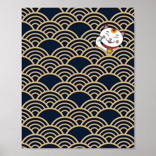Lucky Japans Calico Cat | Maneki Neko Poster (Voorkant)