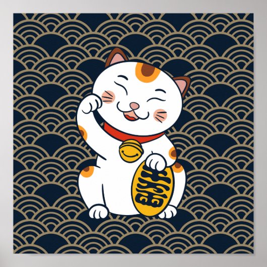 Lucky Japans Calico Cat | Maneki Neko Poster (Voorkant)