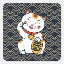 Lucky Japans Calico Cat | Maneki Neko Square Sti