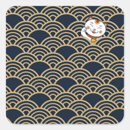 Lucky Japans Calico Cat | Maneki Neko Vierkante Sticker