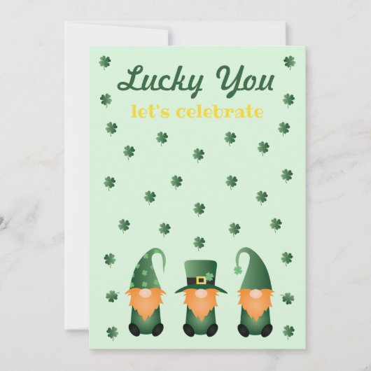 Lucky je laat feestvieren Gnomen Kaart (Voorkant)