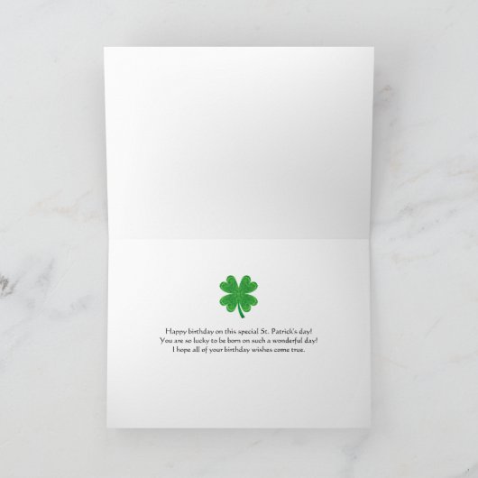Lucky je St Patrick's Day Birthday 4 Leaf Clover Kaart (Binnen)