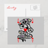 Lucky-kaarten in zwart-wit en rood briefkaart (Voorkant / Achterkant)