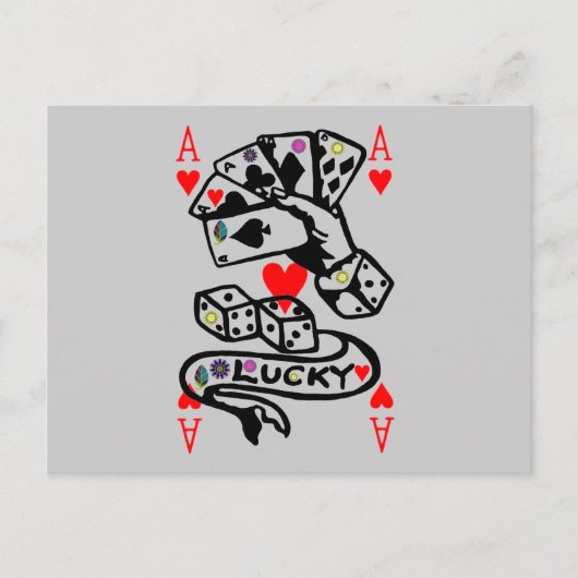 Lucky-kaarten in zwart-wit en rood briefkaart (Voorkant)