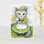 Lucky Kitten - Cute Irish St. Patrick's Cat Card Kaart (Gele Bloem)