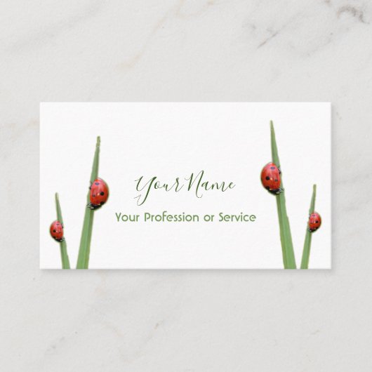 Lucky klanten met geluk ladybugs. visitekaartje (Voorkant)