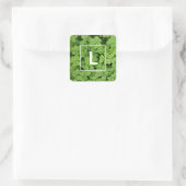 Lucky klaver monogram, groene weide vierkant vierkante sticker (Tas)