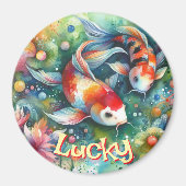 Lucky Koi Fish Whimsical Watercolor Personalized Magneet (Voorkant)