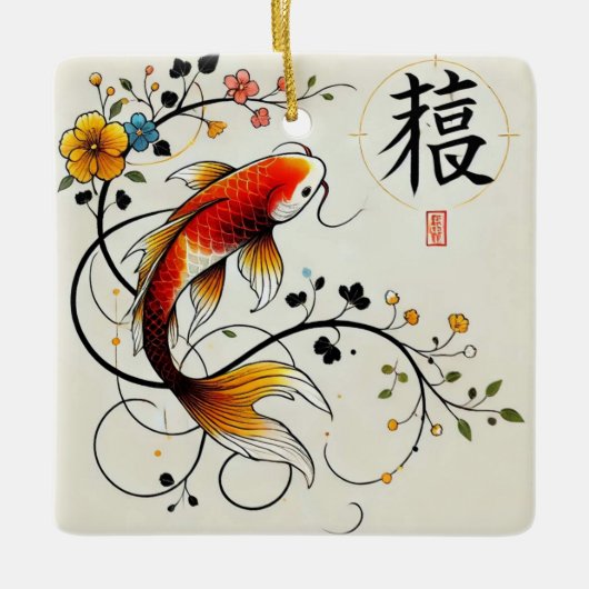 Lucky Koi-Ornament Keramisch Ornament (Voorkant)