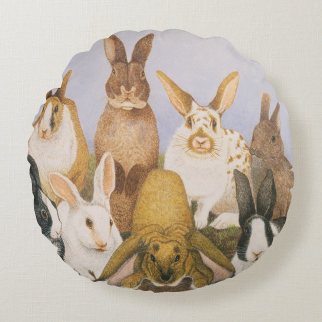 Lucky konijnen rond kussen (Voorkant)