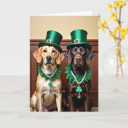 Lucky Labs St Patricks Day Card Kaart (Gele Bloem)