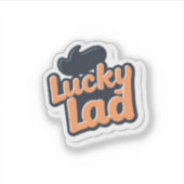 Lucky Lad St Patricks Day Kids Shamrock Sticker (Voorkant)