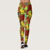 Lucky lady art design bruine citroen appel groen leggings (Achterkant)