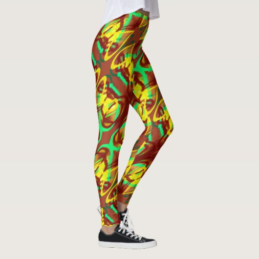 Lucky lady art design bruine citroen appel groen leggings (Rechts)