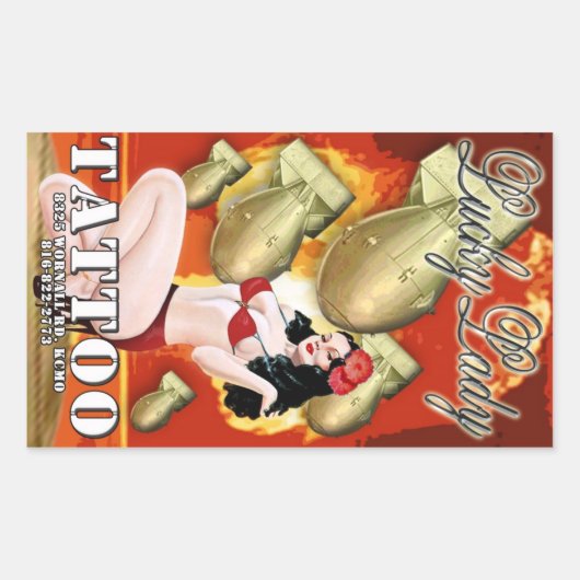 Lucky Lady Tattoo Rechthoekige Sticker (Voorkant)
