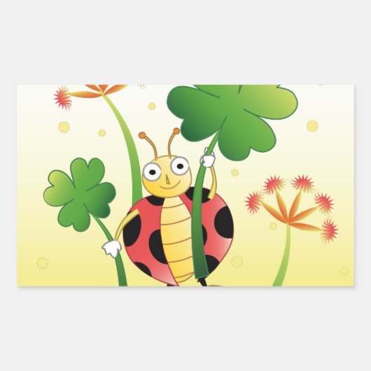 Lucky Ladybird Rechthoekige Sticker (Voorkant)