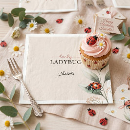 Lucky Ladybug Eerste Verjaardag Persoonlijke Feest Servet