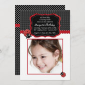 Lucky Ladybug Fotouitnodiging Kaart (Voorkant / Achterkant)