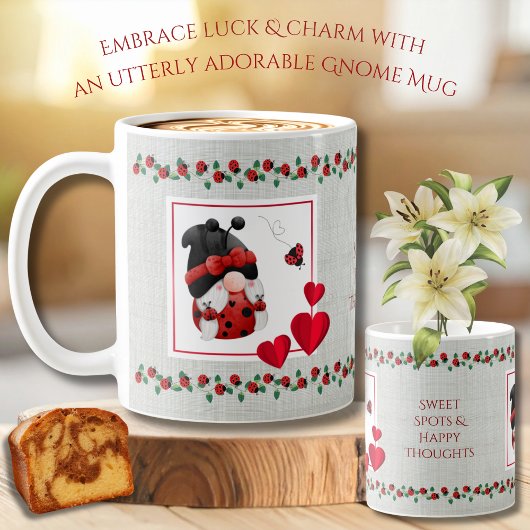 Lucky Ladybug Gnome Cottagecore Mok