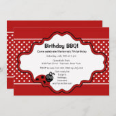 Lucky Ladybug Invitation Kaart (Voorkant / Achterkant)