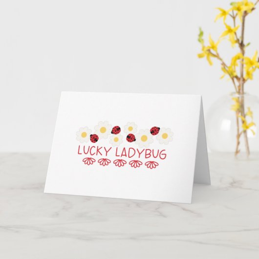 Lucky Ladybug Kaart (Gele Bloem)