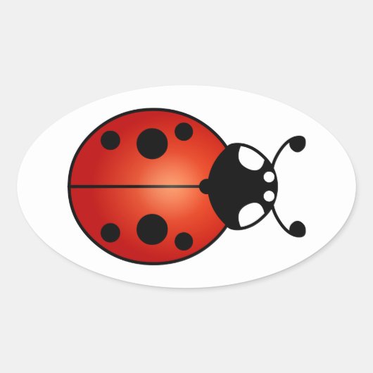 Lucky Ladybug Ladybird Kever Ovale Sticker (Voorkant)