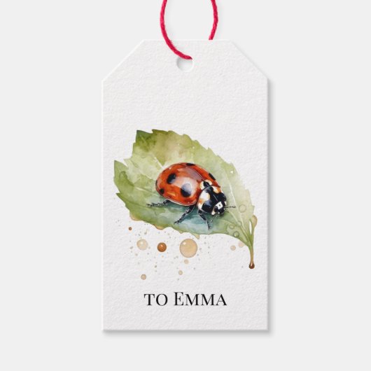 Lucky Ladybug op Leaf Cadeaulabel (Voorkant)