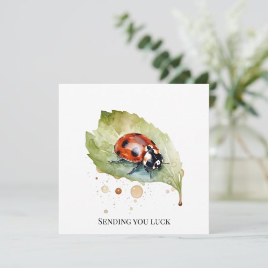 Lucky Ladybug op Leaf Kaart (Staand voorkant)