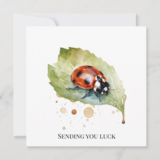 Lucky Ladybug op Leaf Kaart (Voorkant)