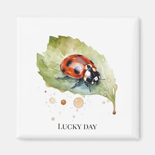 Lucky Ladybug op Leaf Magneet (Voorkant)