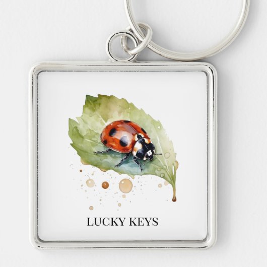 Lucky Ladybug op Leaf Sleutelhanger (Voorkant)