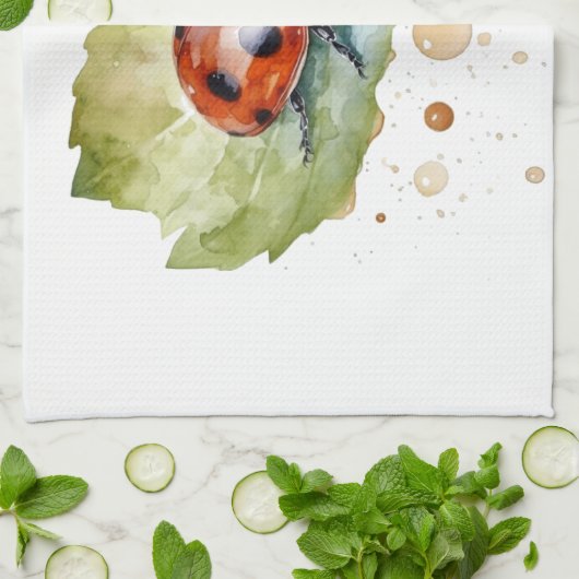 Lucky Ladybug op Leaf Theedoek (Gevouwen)