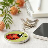 Lucky Ladybug Red Sinaasappel Black Ladybird Beetl Sleutelhanger (Zijkant)