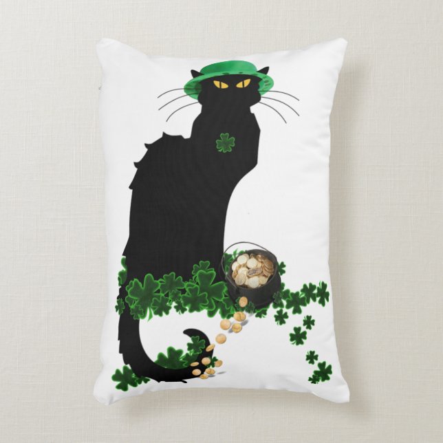 Lucky Le Chat Noir St. Patrick's Day Accent Kussen (Voorkant(Verticaal))
