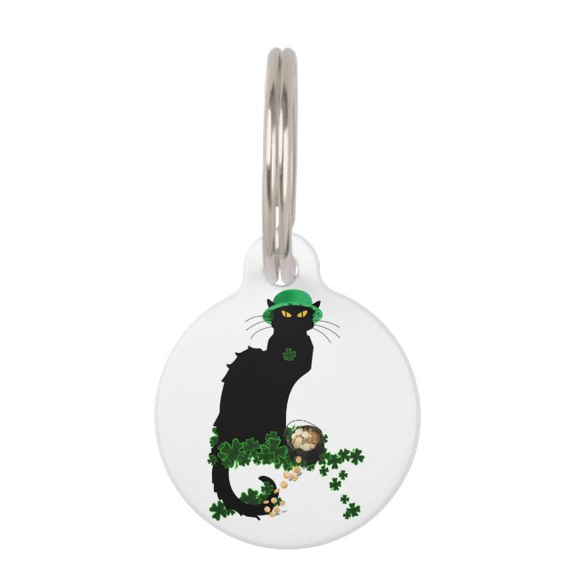 Lucky Le Chat Noir St. Patrick's Day Huisdierpenning (Voorkant)