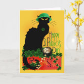 Lucky Le Chat Noir St. Patrick's Day Kaart (Gele Bloem)