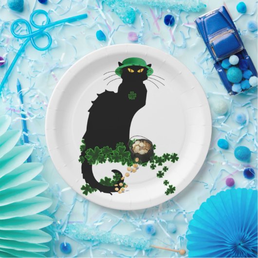 Lucky Le Chat Noir St. Patrick's Day Papieren Bordje (Feest)